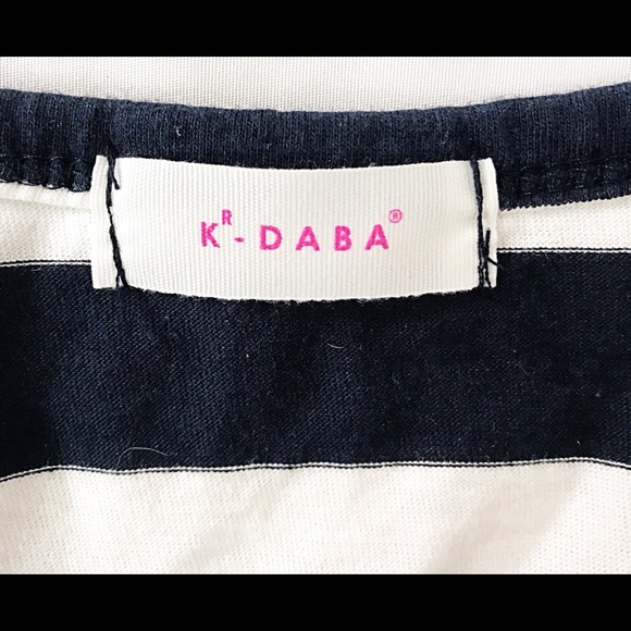 KR DABA - Black & White Striped Frilled Bottom Top - Picture 6 of 6